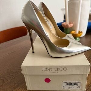 Jimmy Choo Metallic Silver Heels